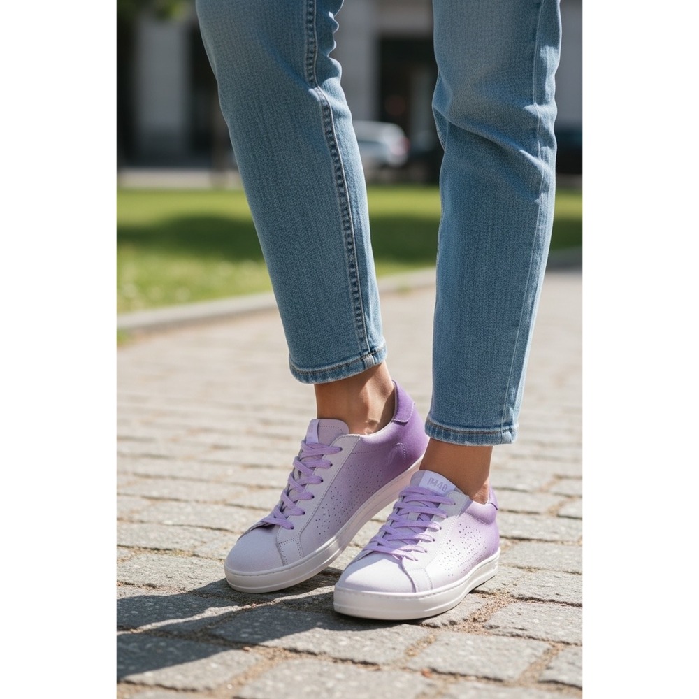 P448 Size 39 8 John Fade Lilia Purple Ombre Leather Suede Lace Up Sneakers